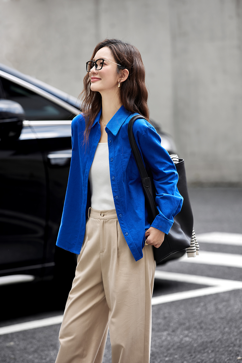 Vintage Corduroy Lapel Long Sleeve Shirt-VIMLYSTORE