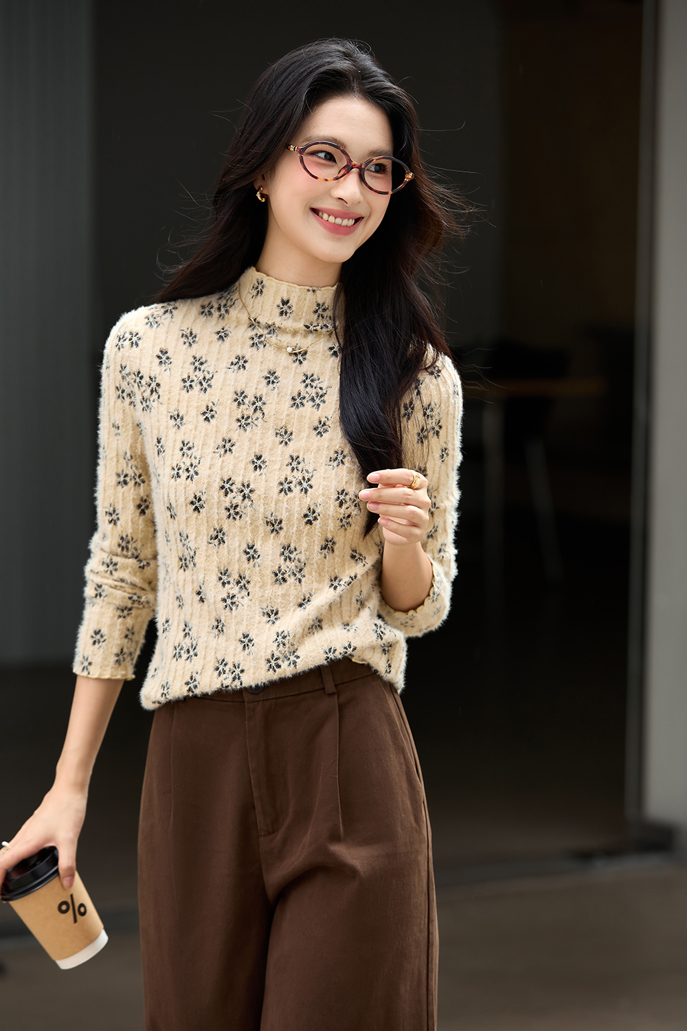 Lace-patterned suede base layer shirt-VIMLYSTORE