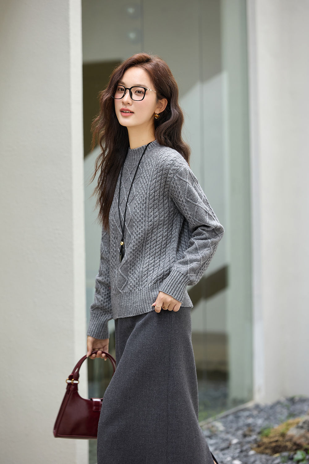 Argyle Mock-Neck Sweater