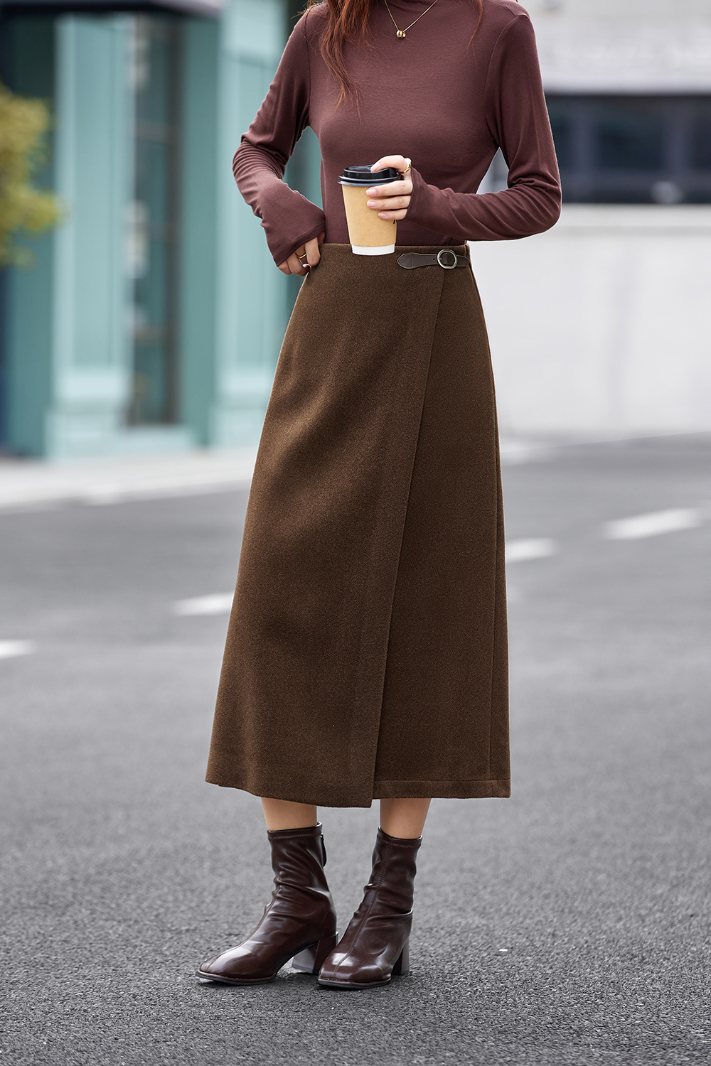 Maillard Style Straight-Cut Midi Skirt