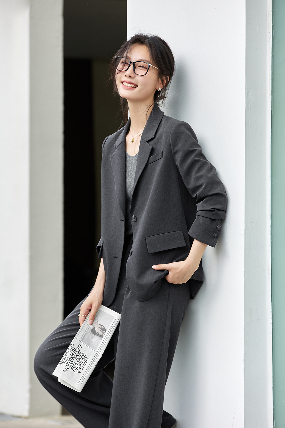 High-grade gray commuter Western-style clothes and pants-VIMLYSTORE