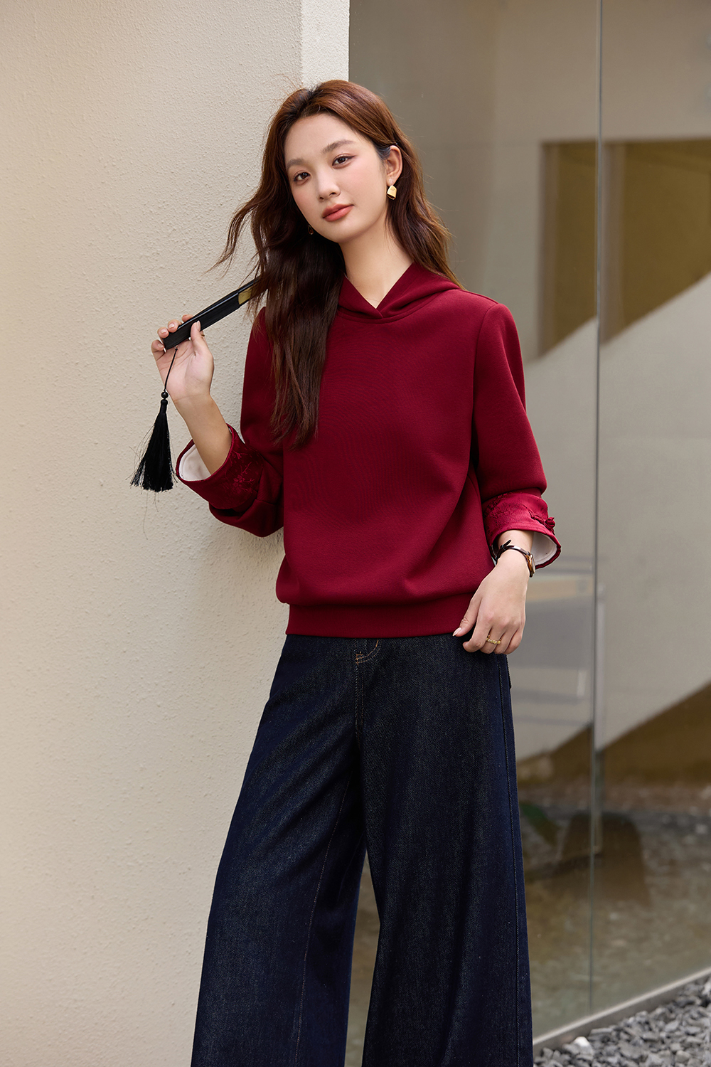 Chinese-Style Hooded Sweatshirt