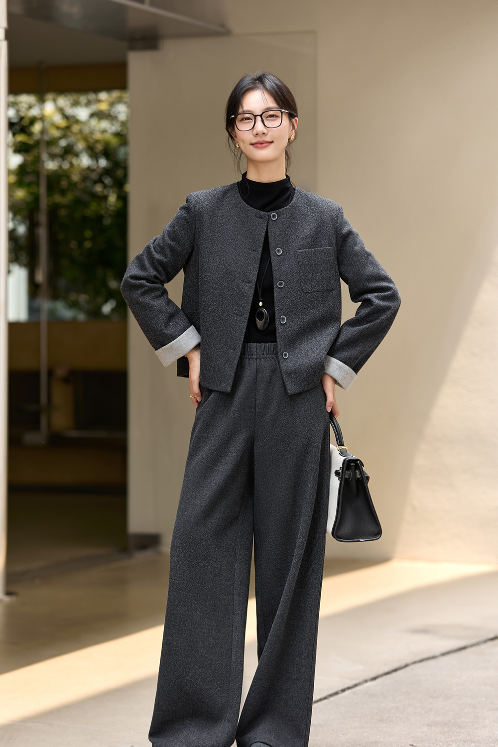 Gray Office Woolen Set