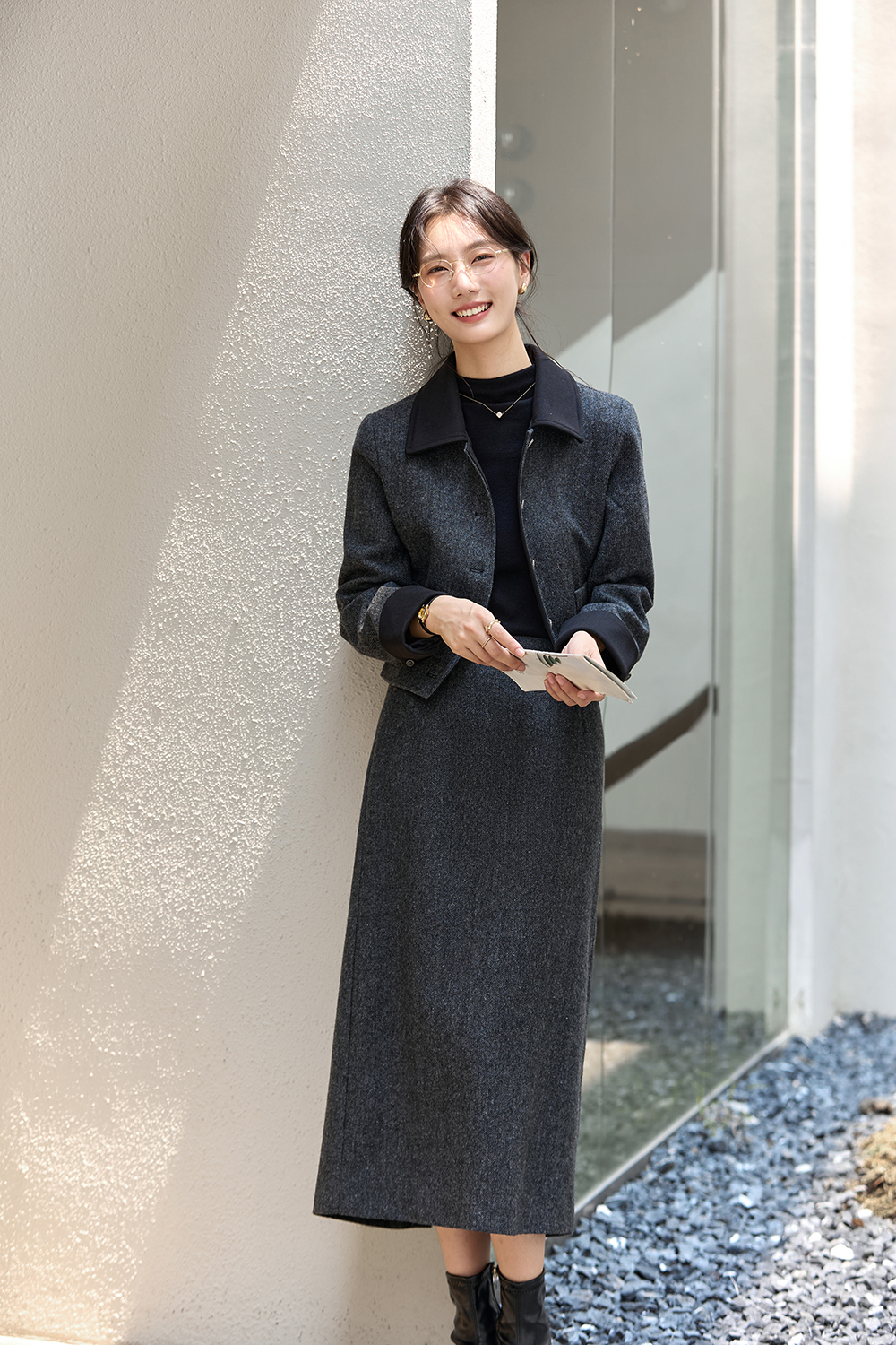 Gray Knitted & Woolen Set