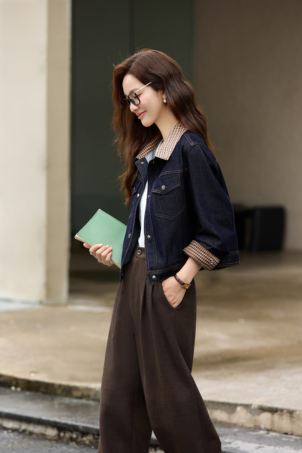 Retro Lapel Washed Denim Jacket