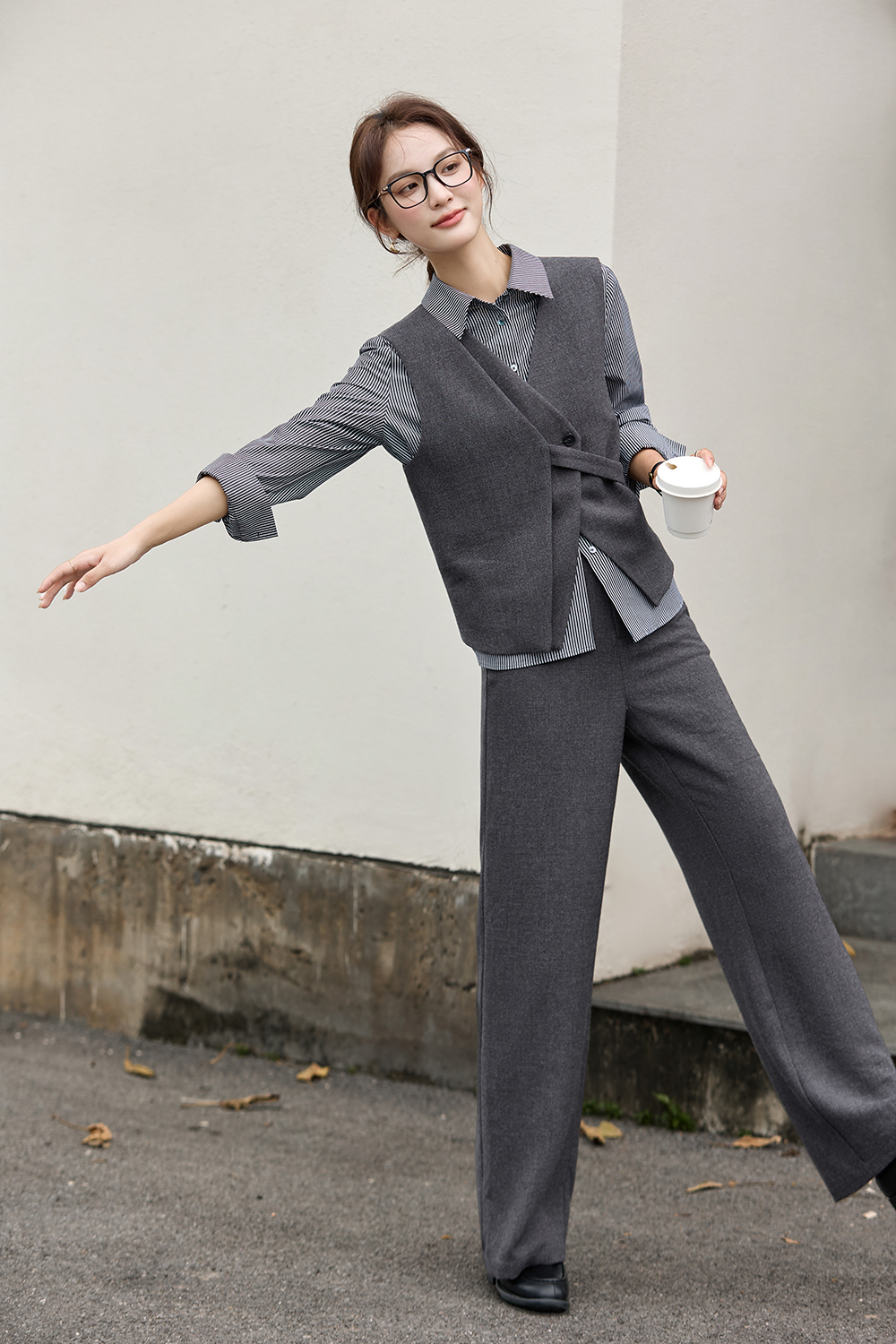 Grey Urban Office-Style Suit Set