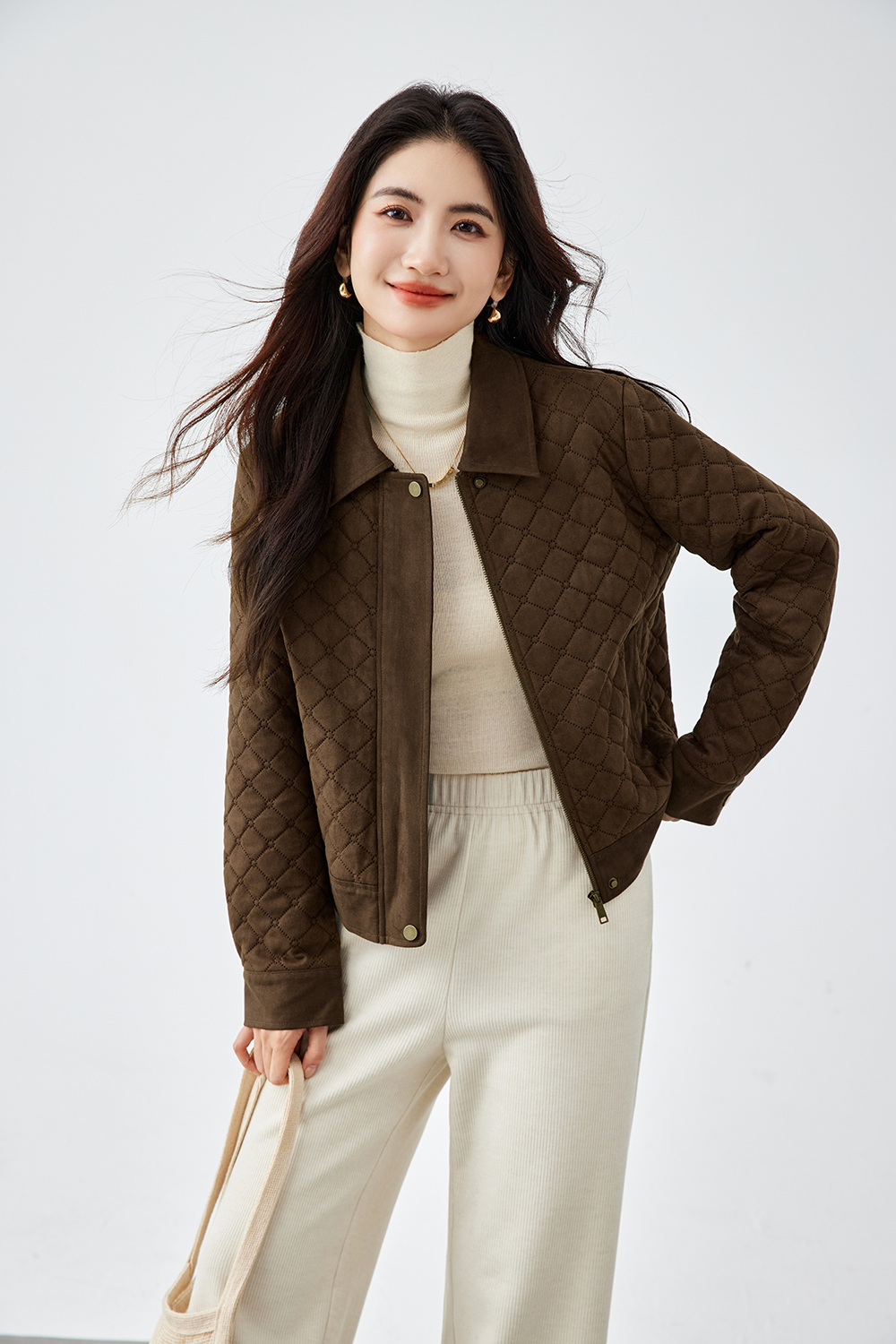 Diamond-Quilted Short Jacket