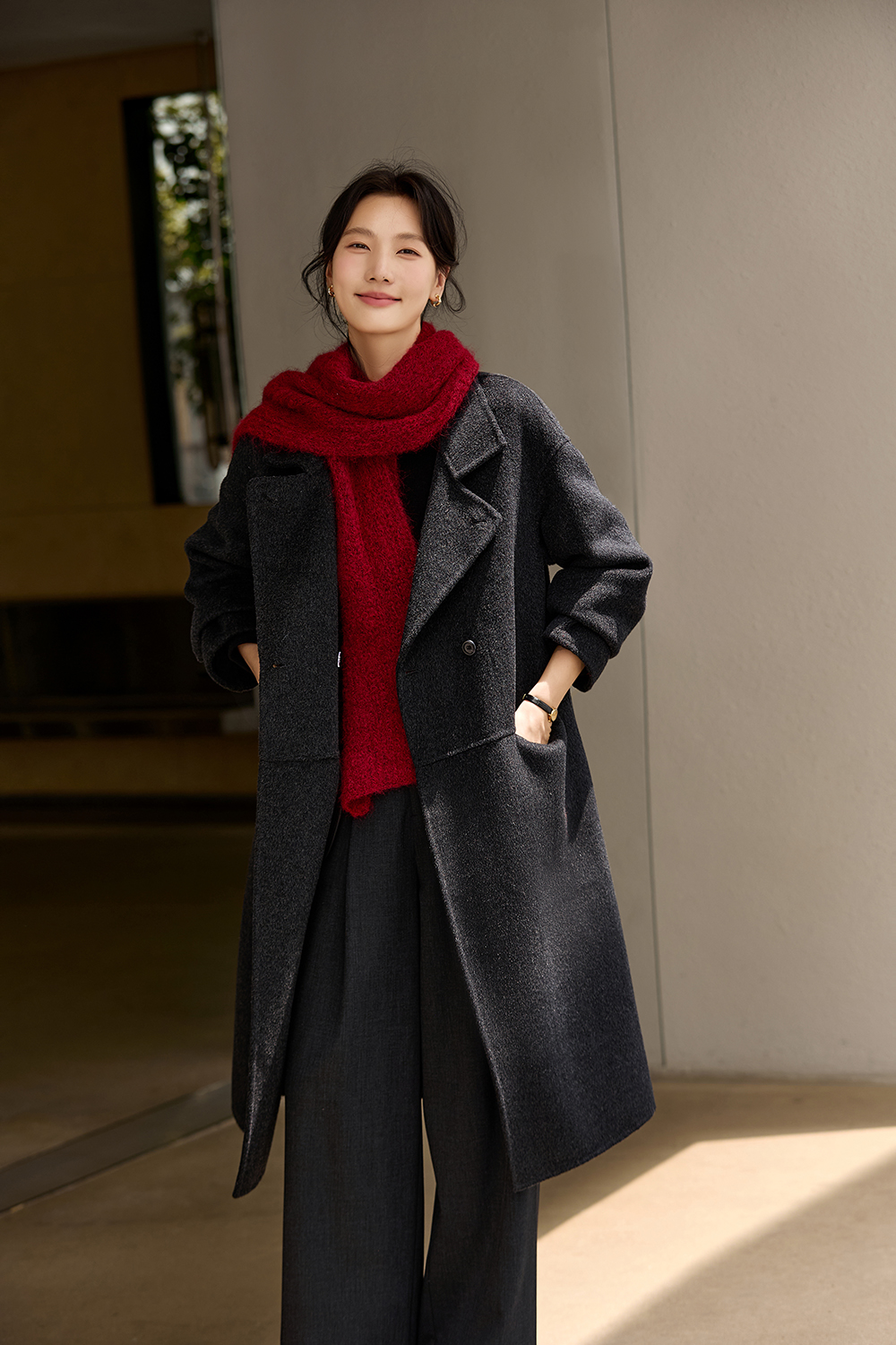 Warm Stand-Collar Long Overcoat