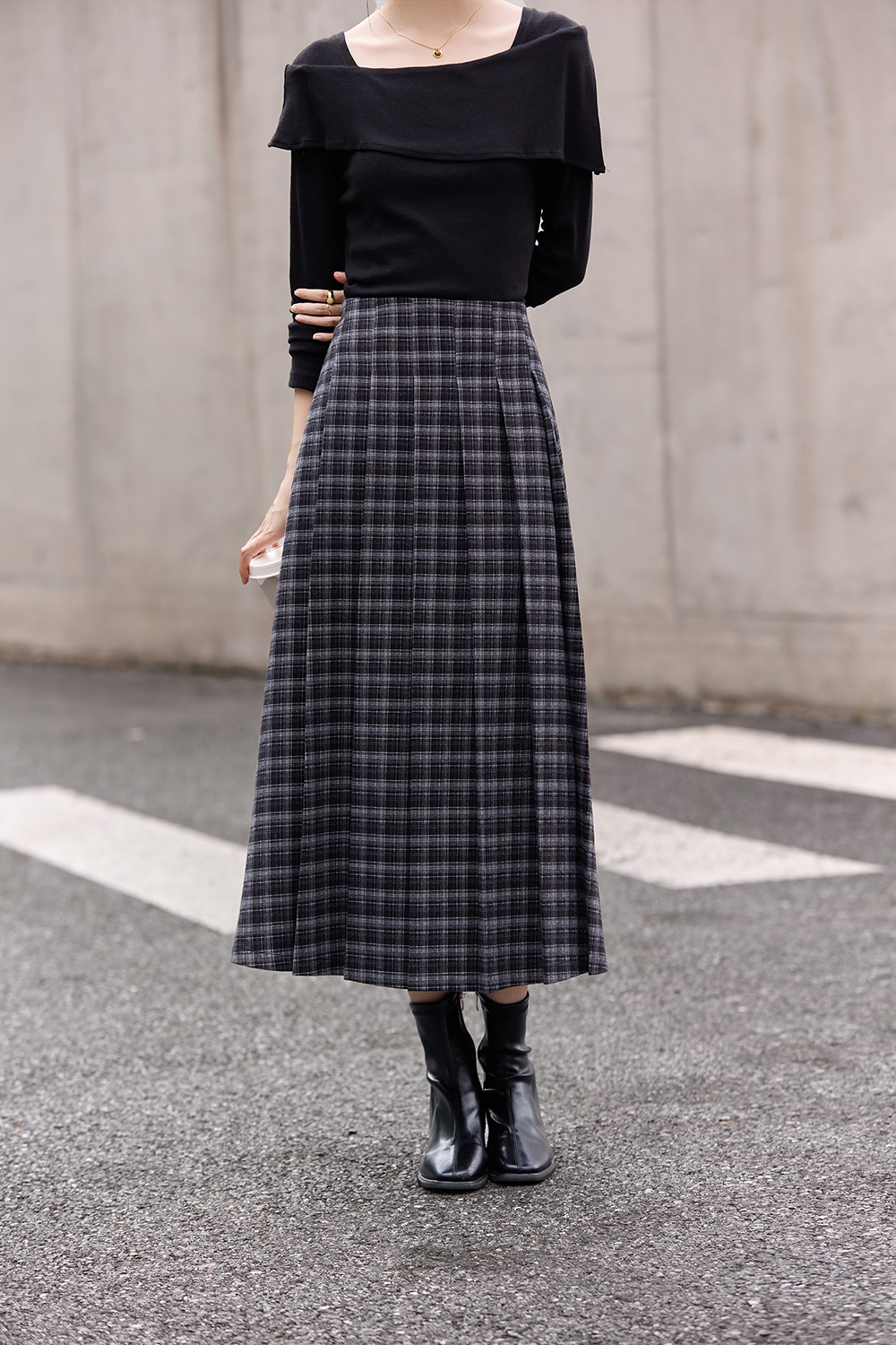 Vintage Plaid Pleated Skirt