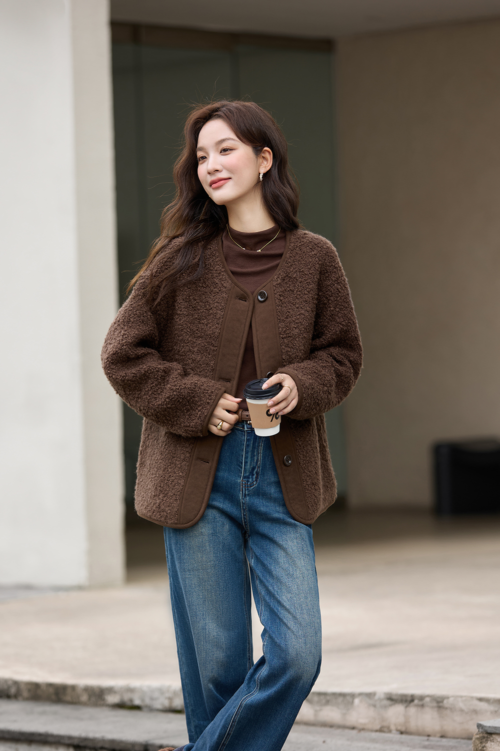 Coffee Brown Wool Blend Coat