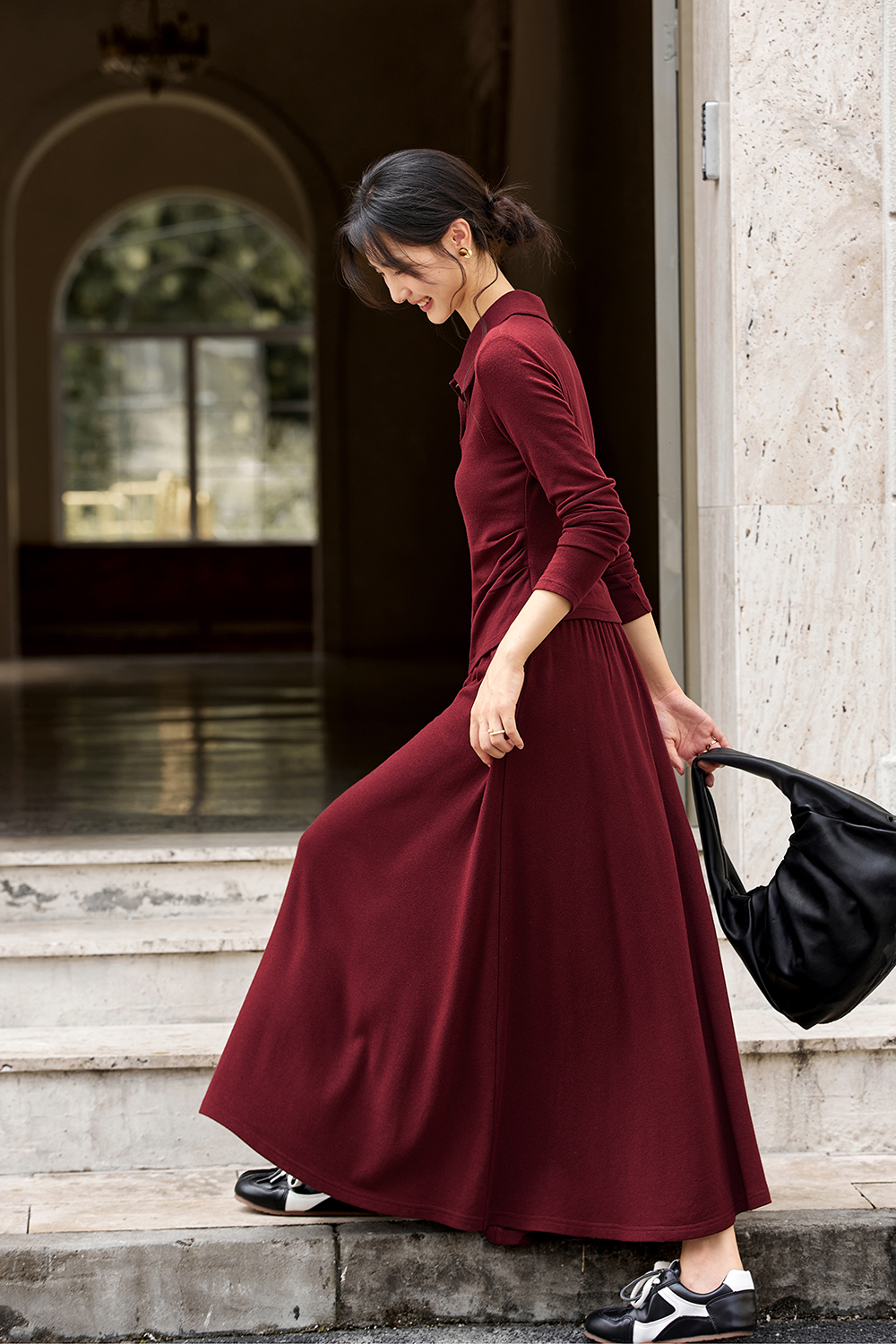 Red temperament commuter top and skirt-VIMLYSTORE