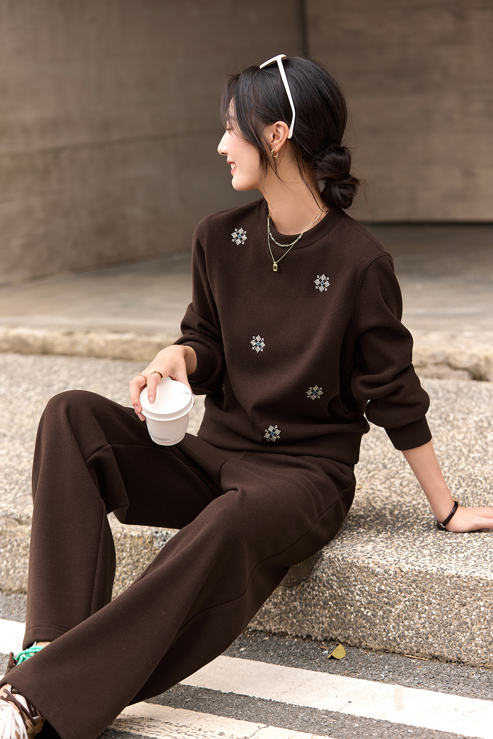 Embroidered Fleece Knit Set