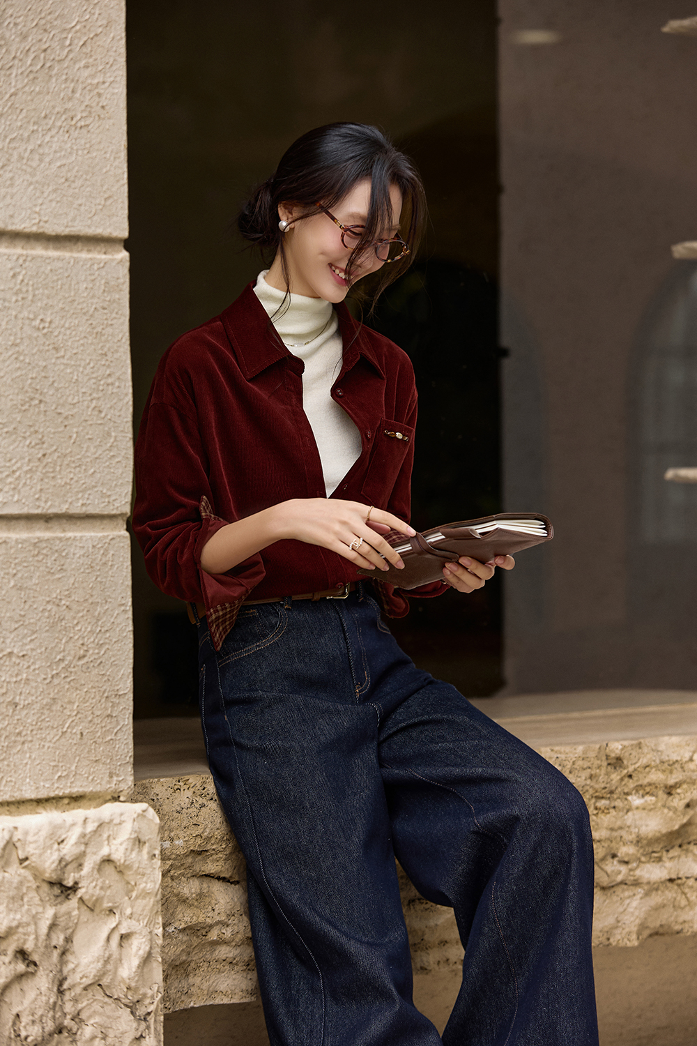 Red Patchwork Checkered Shirt