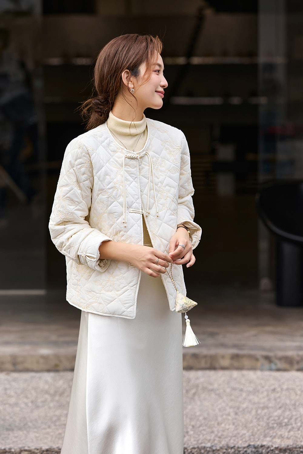 New Chinese style buttoned cotton-padded jacket