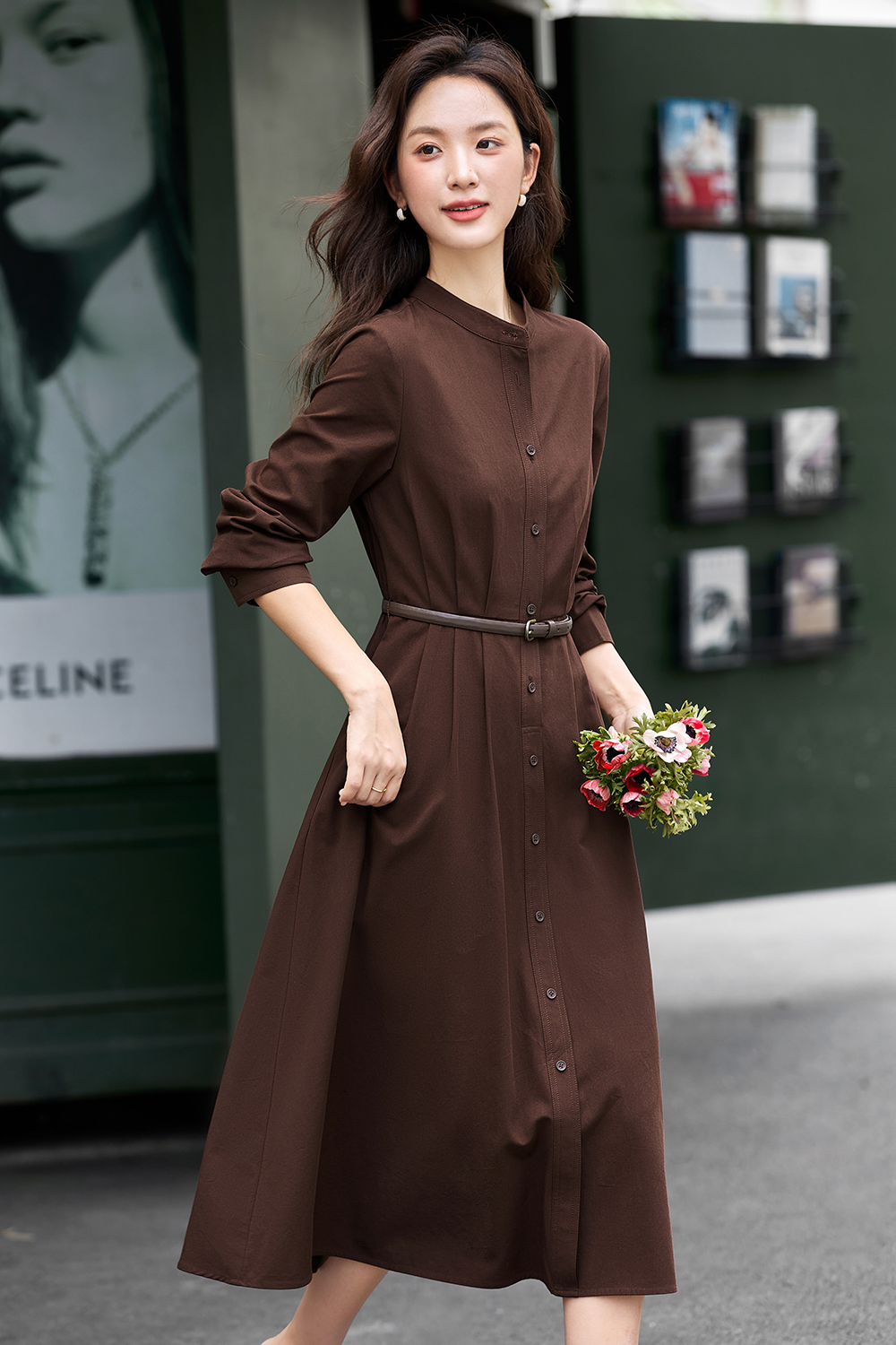 Belted Shirt Dress with Defined Waist-VIMLYSTORE