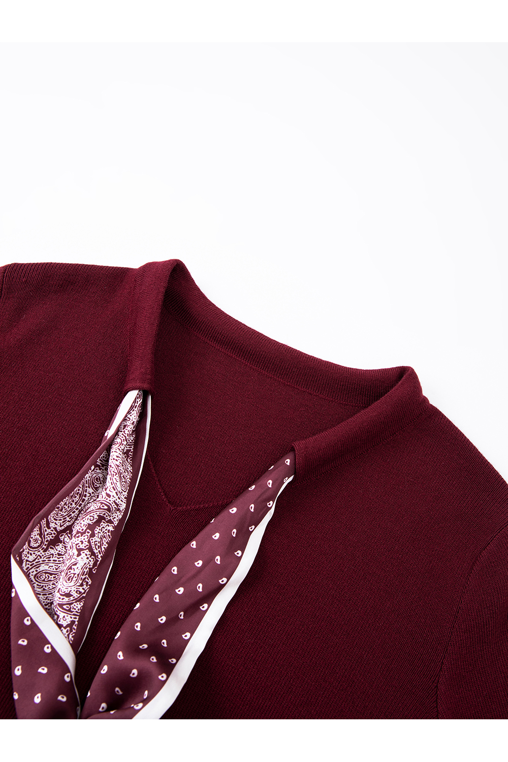 Red V-Neck Ribbon Office Suit Set