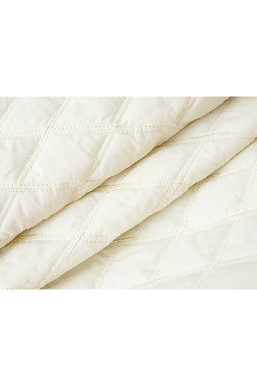 Color-Block Lapel Argyle Puffer Jacket