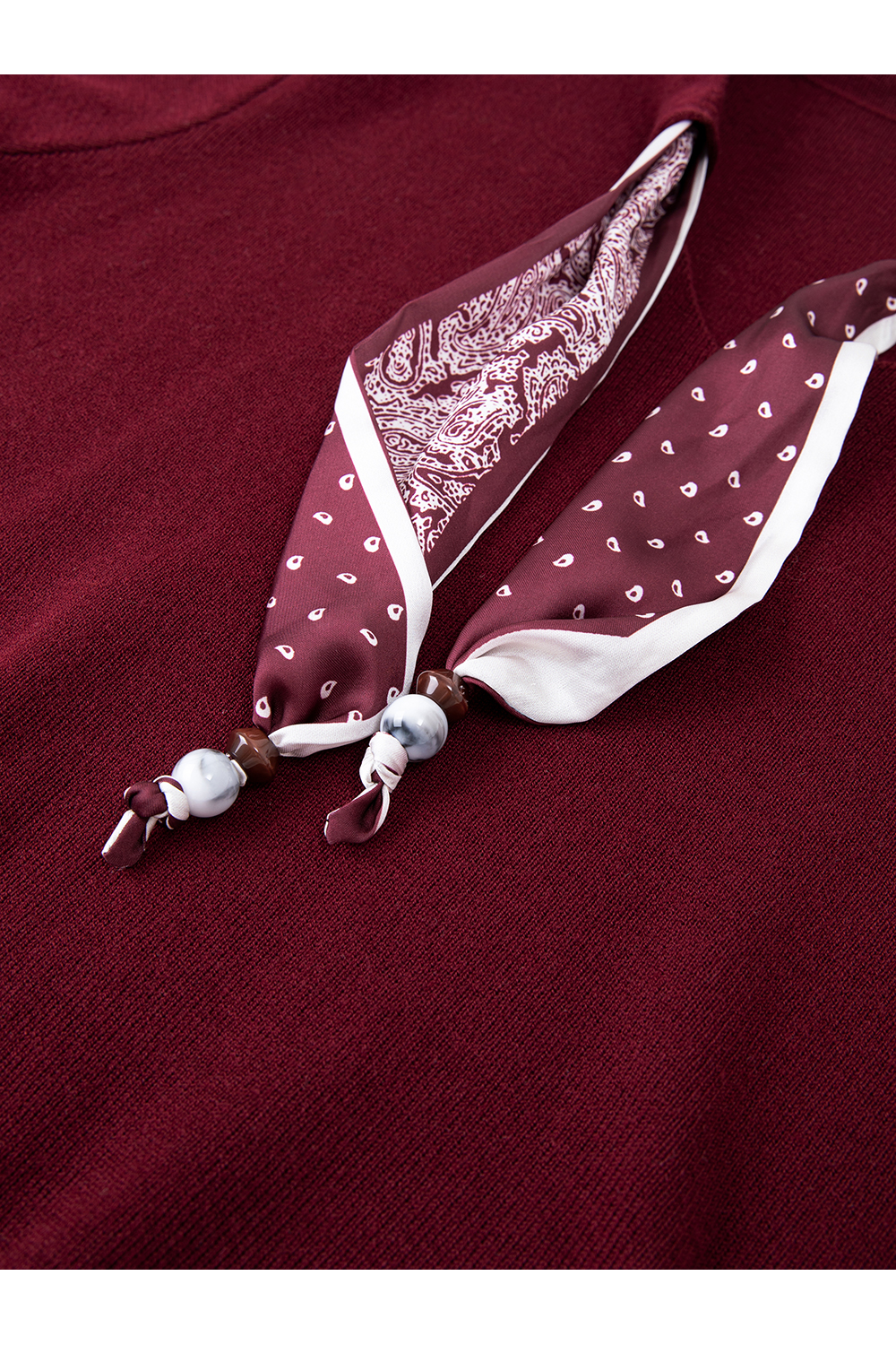 Red V-Neck Ribbon Office Suit Set