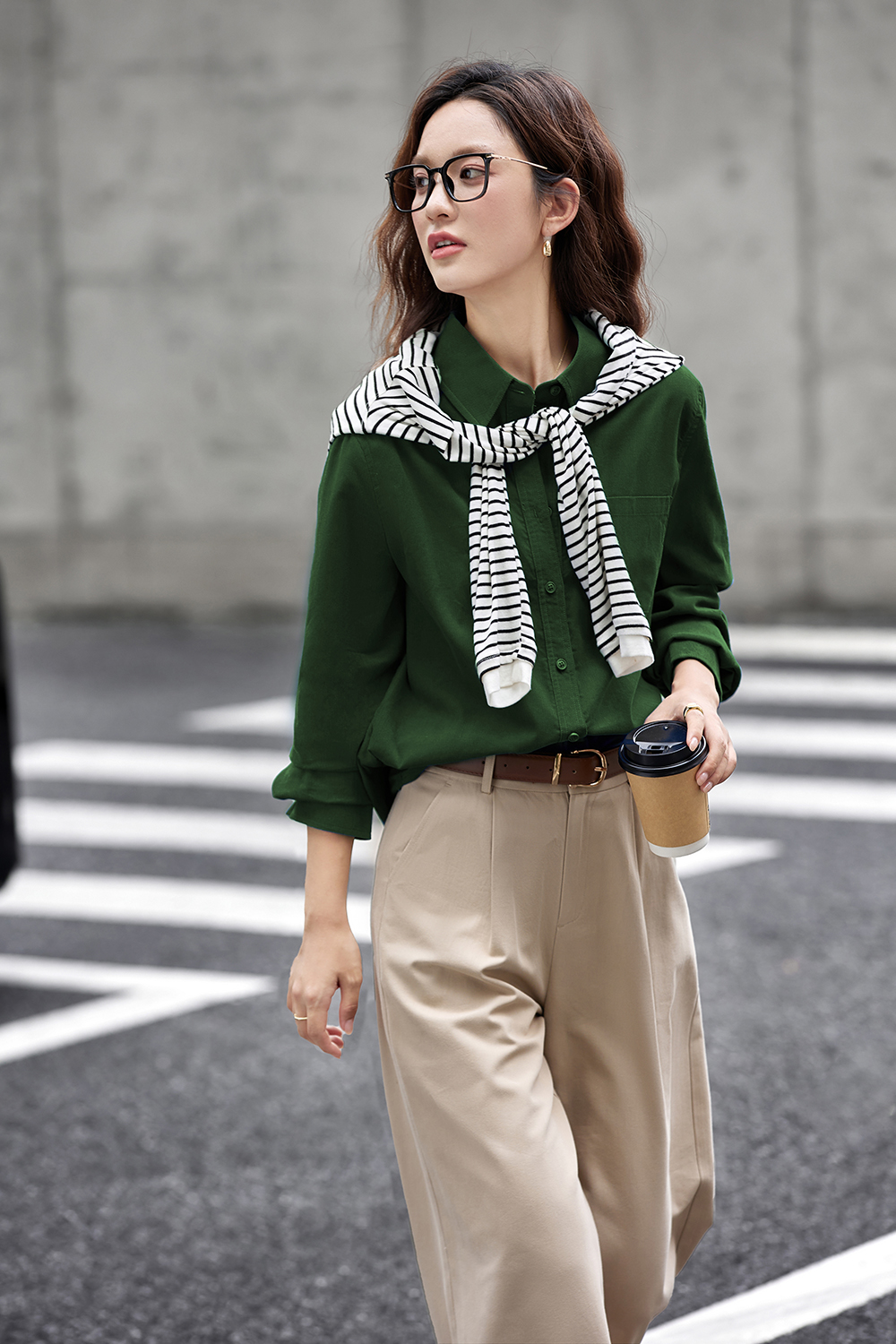 Vintage Corduroy Lapel Long Sleeve Shirt-VIMLYSTORE