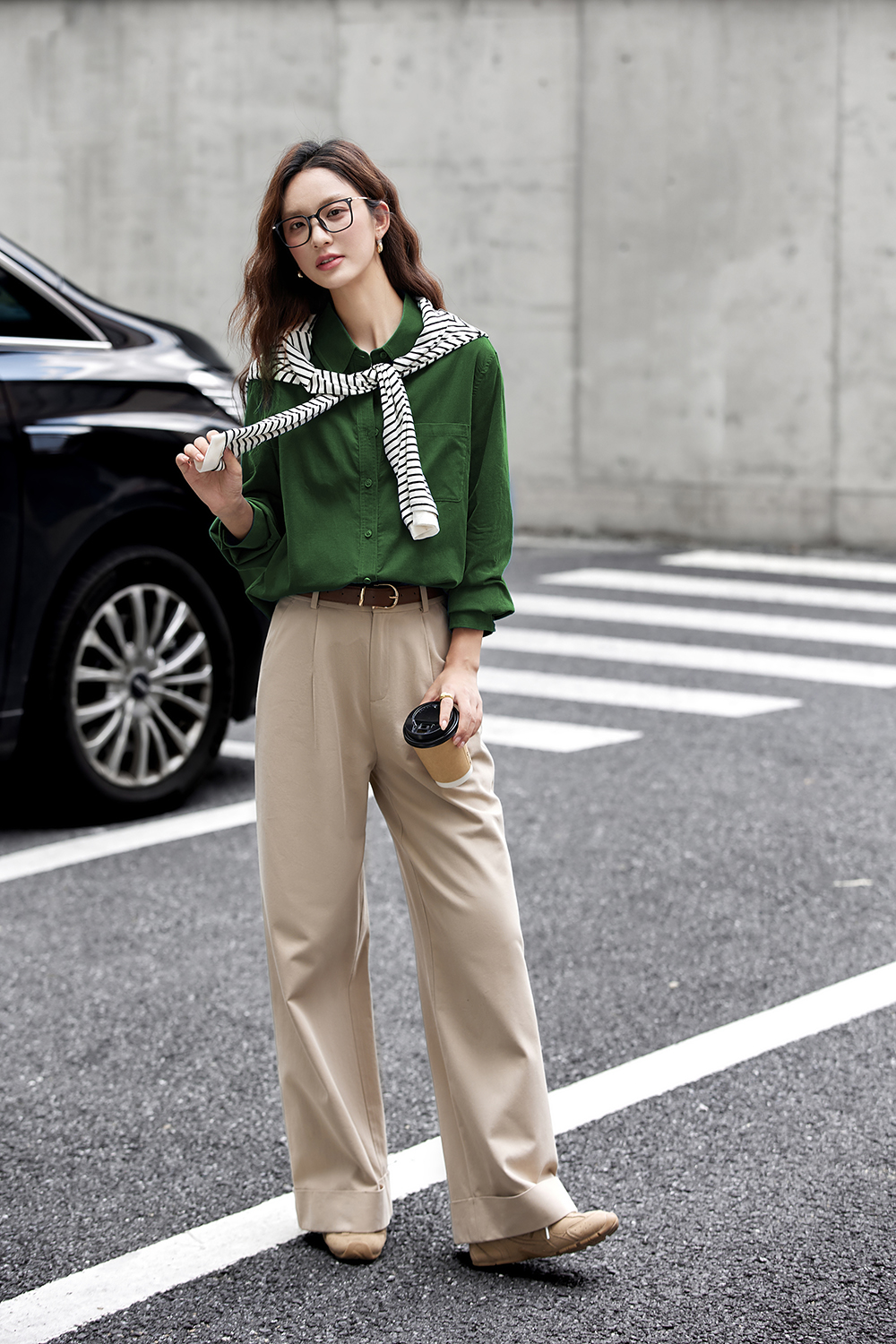 Vintage Corduroy Lapel Long Sleeve Shirt-VIMLYSTORE