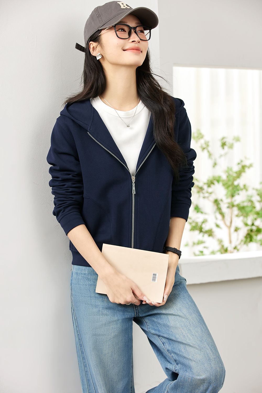 Zip-Front Hooded Cardigan Jacket-VIMLYSTORE