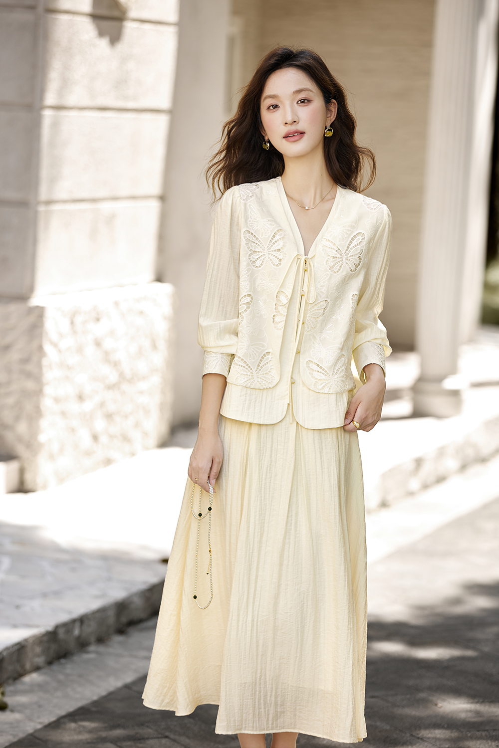 New Chinese Style Butterfly Embroidered Jacket and Skirt Two-Piece Set-VIMLYSTORE