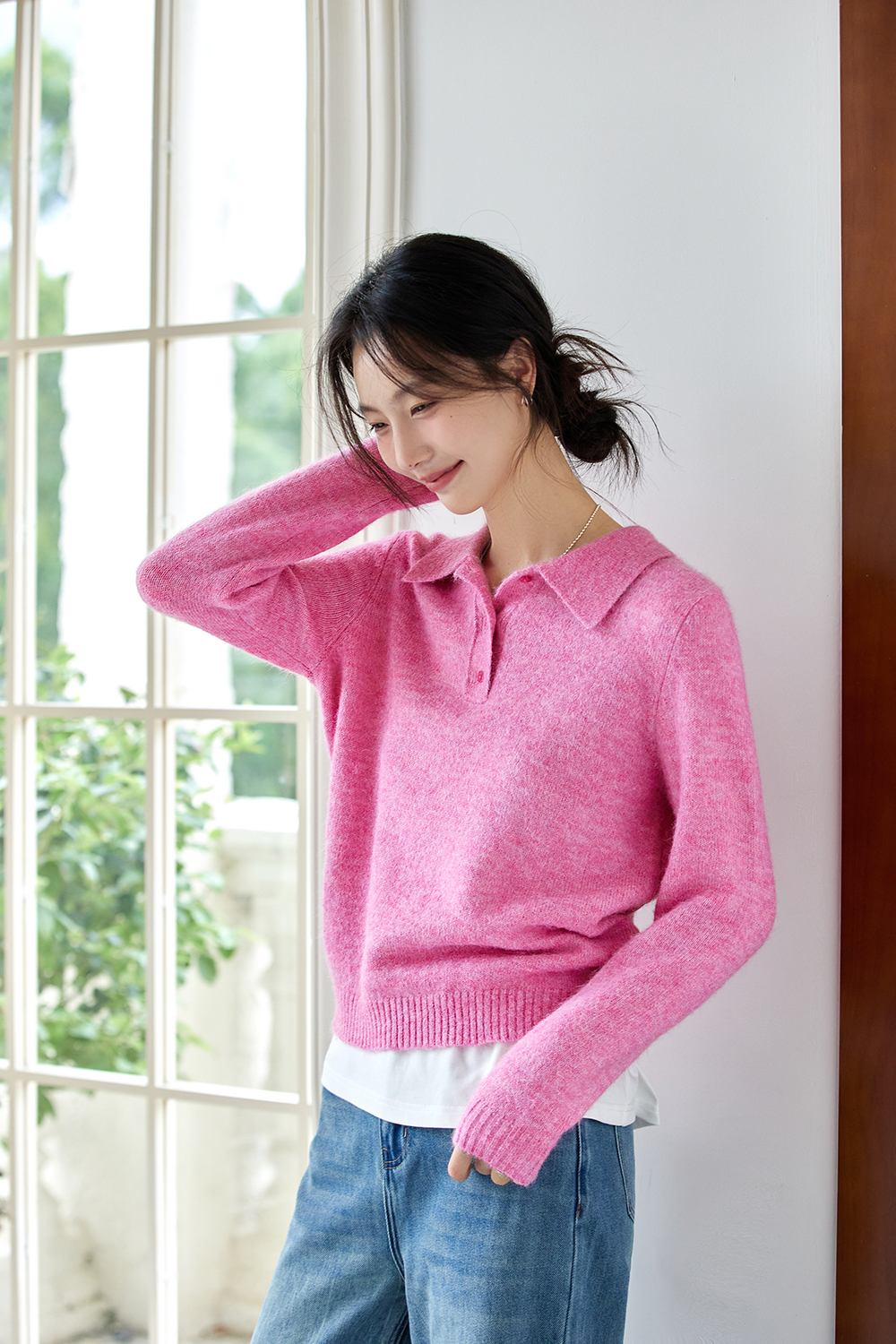 Soft Lapel Wool Blend Casual Knit Sweater-VIMLYSTORE