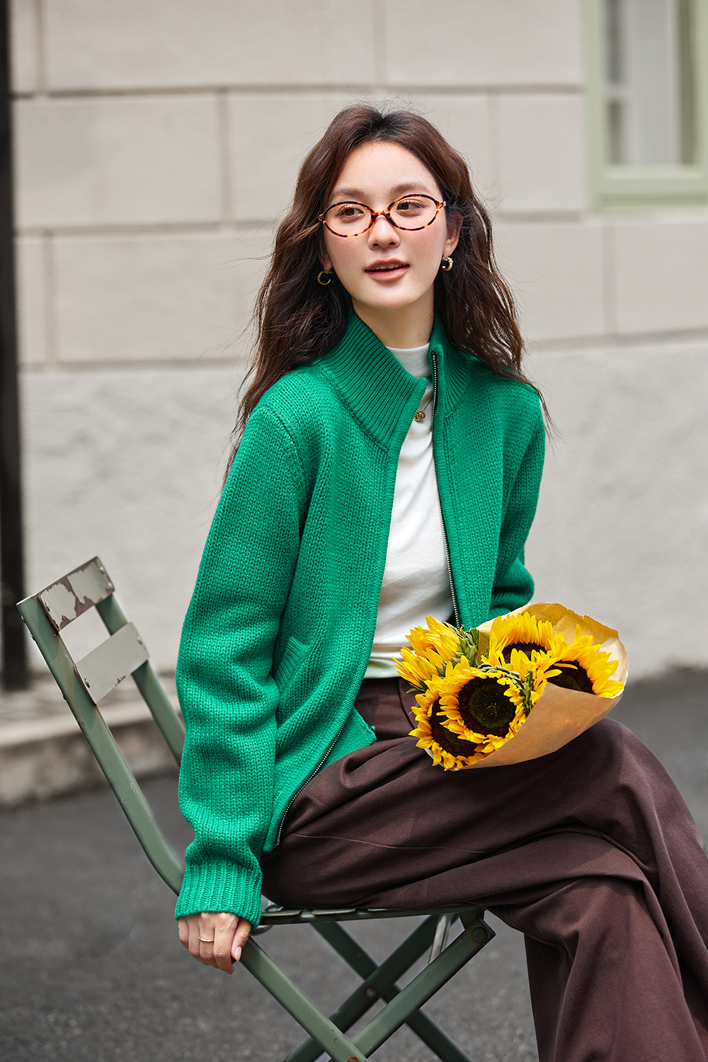 Zip-Up High Neck Versatile Knit Convertible Lapel Cardigan-VIMLYSTORE