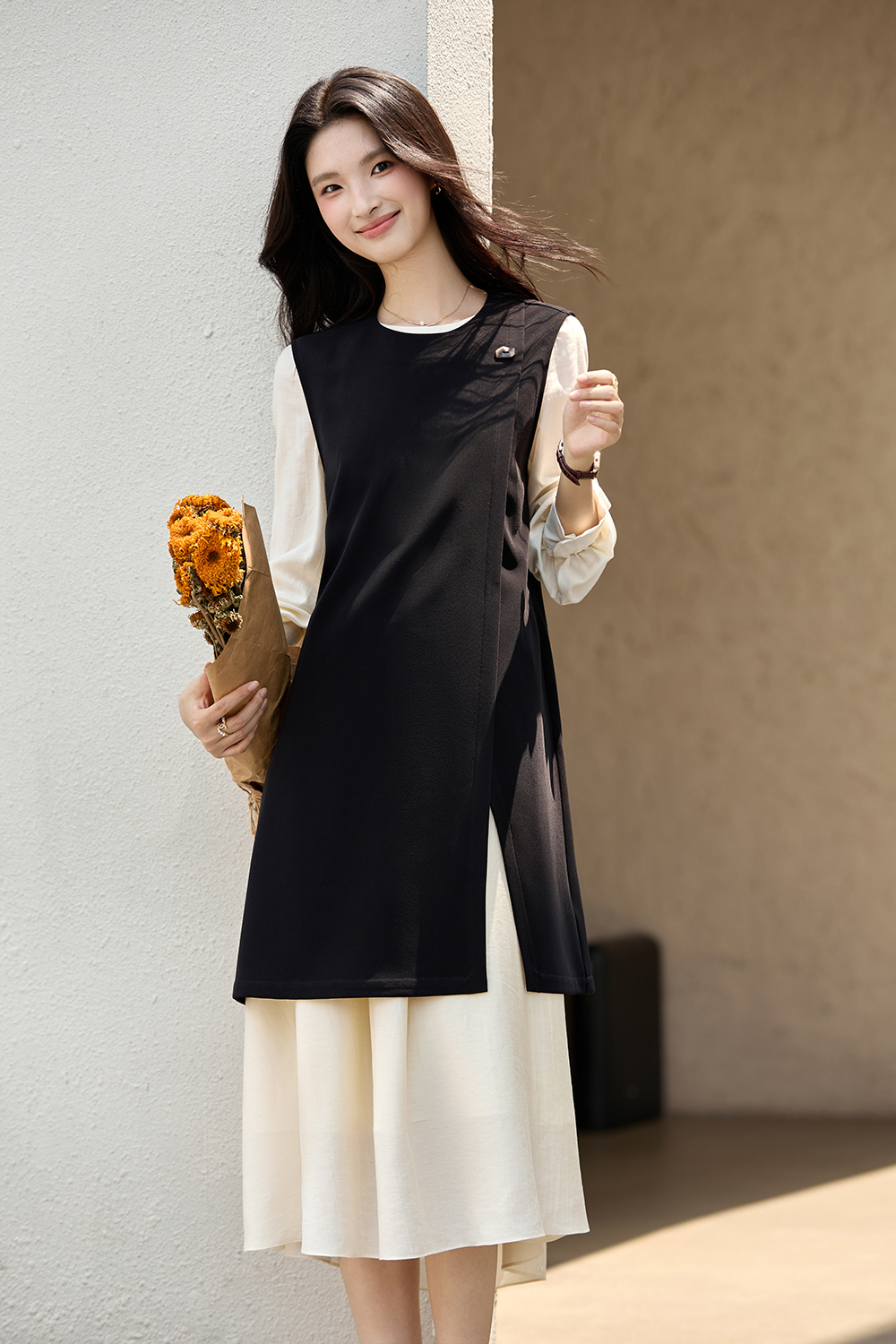 French-Inspired Sleeveless Jumper Dress-VIMLYSTORE