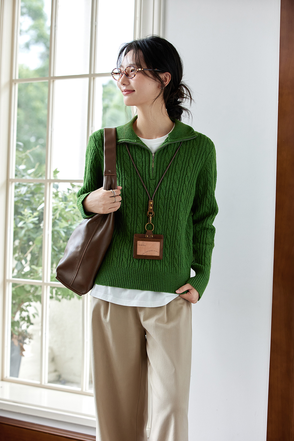 Lapel long sleeve knitted sweater-VIMLYSTORE