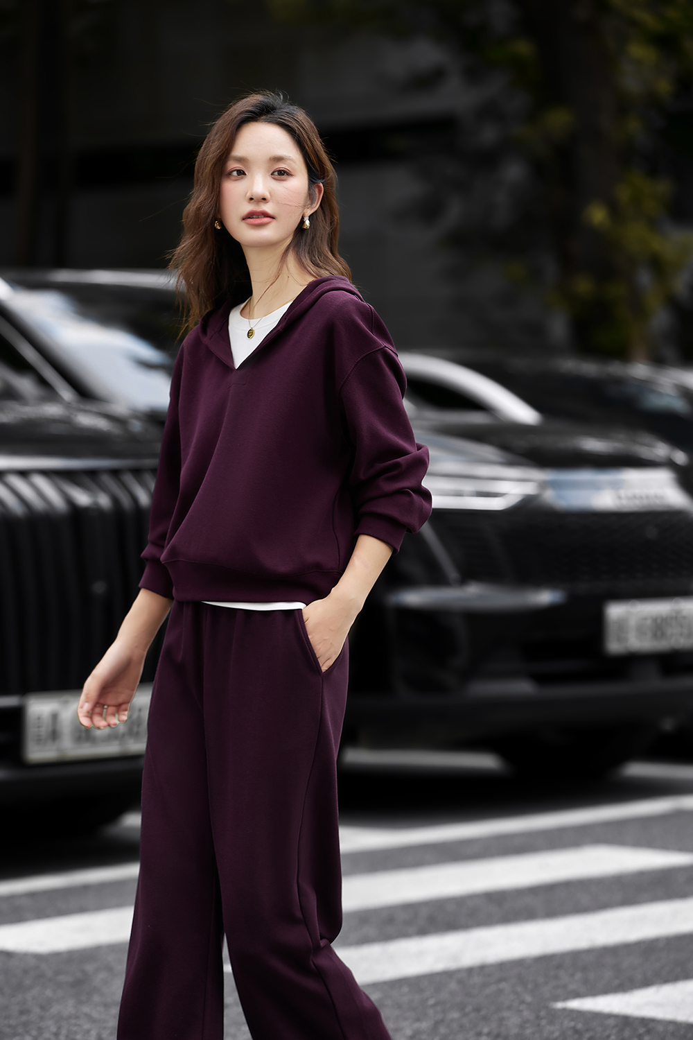 Hooded Sweatshirt Wide-Leg Pants Knit Set-VIMLYSTORE