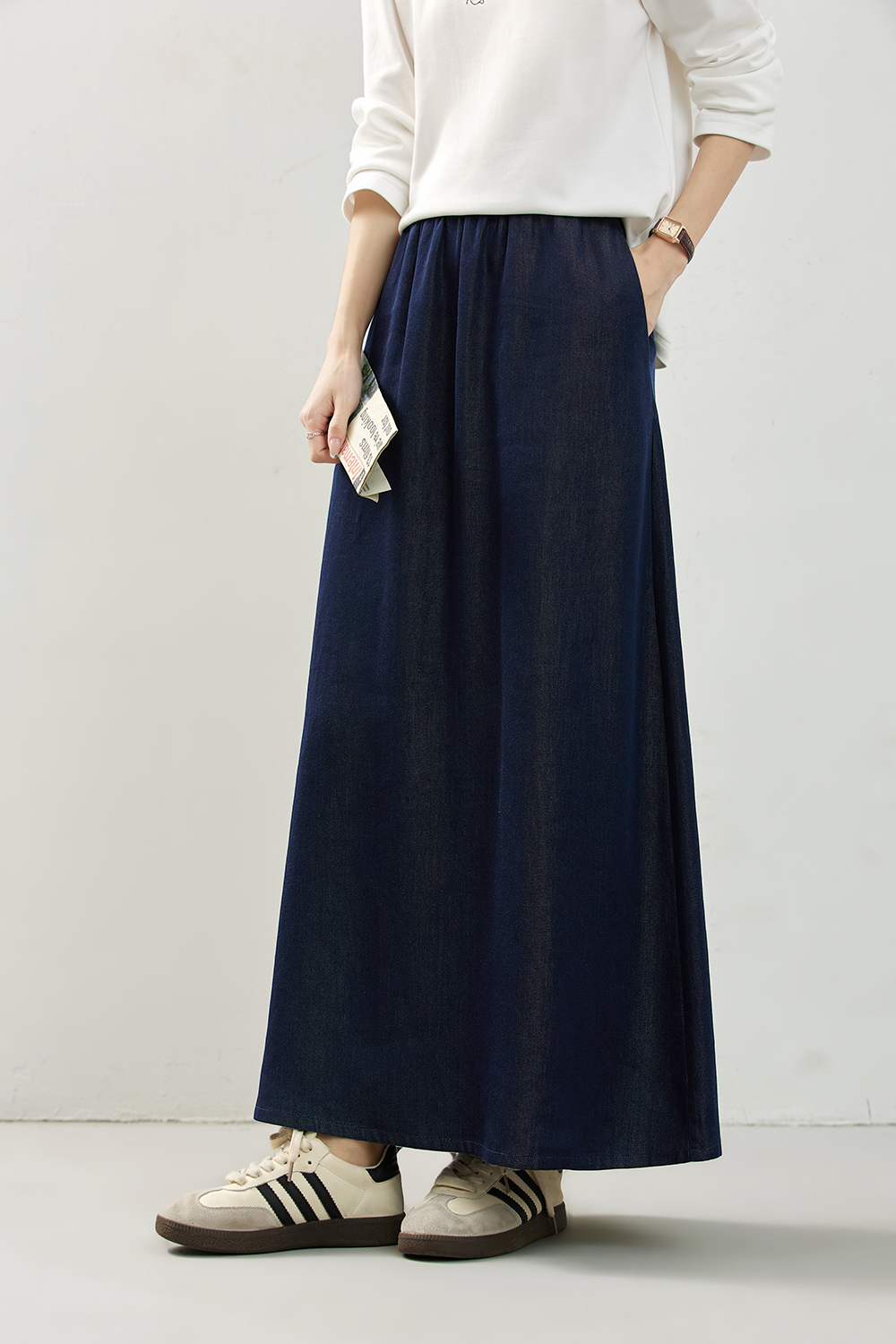 Blue Lyocell wash jeans skirt-VIMLYSTORE