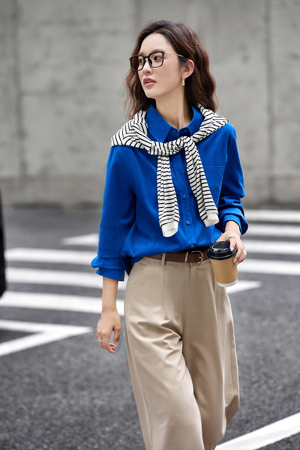 Vintage Corduroy Lapel Long Sleeve Shirt-VIMLYSTORE