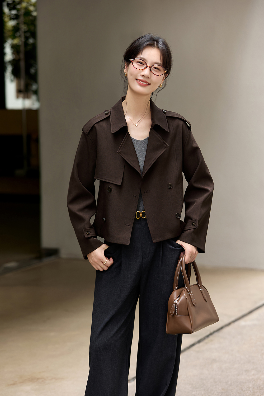 Commute Style Short Height Increasing Slimming Lapel Trench Coat-VIMLYSTORE