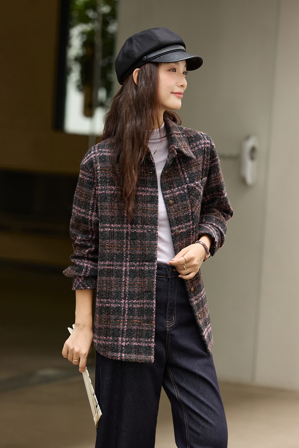 Oversized Vintage Argyle Shirt-VIMLYSTORE