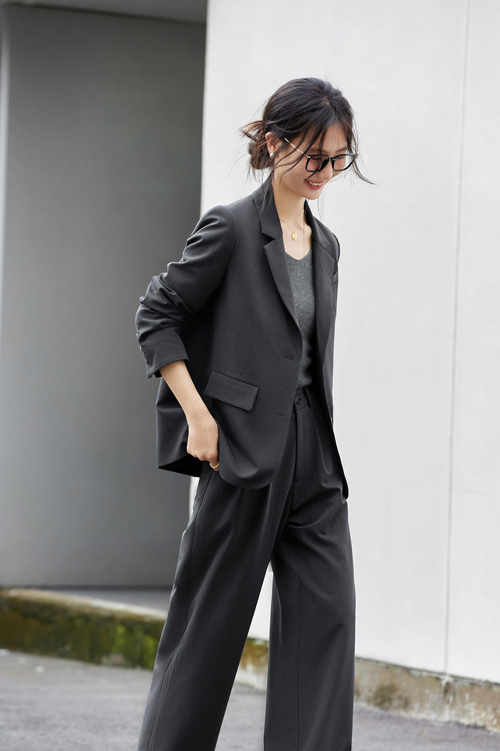 High-grade gray commuter Western-style clothes and pants-VIMLYSTORE