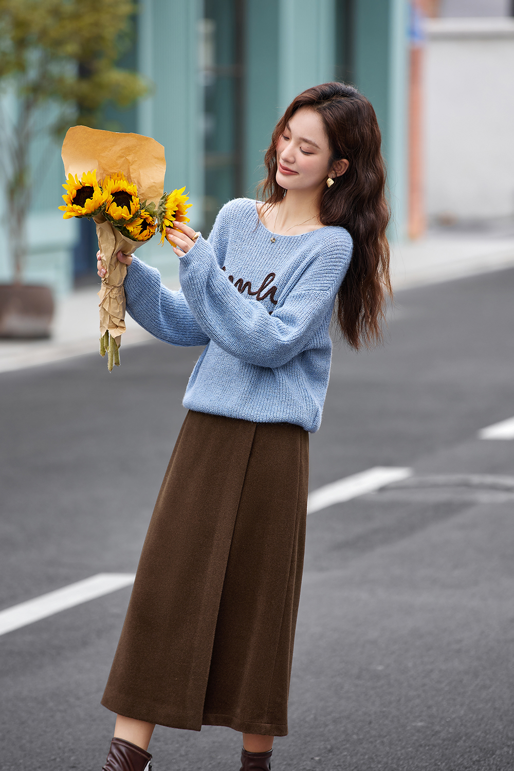 Maillard Style Straight-Cut Midi Skirt