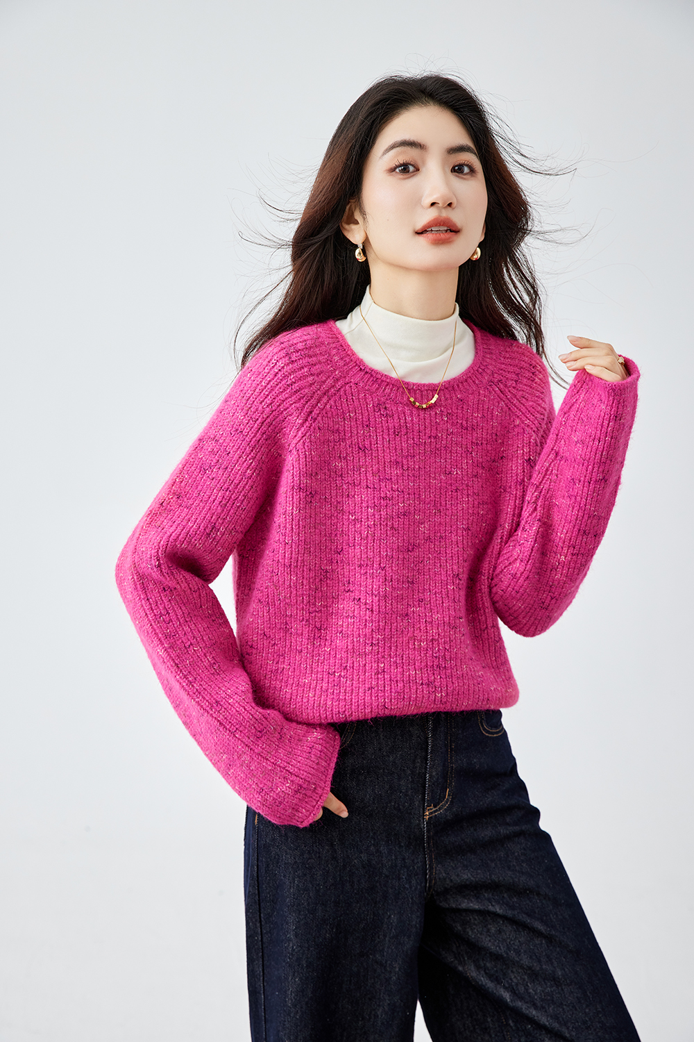 Red Slouchy Crewneck Sweater (Women's)