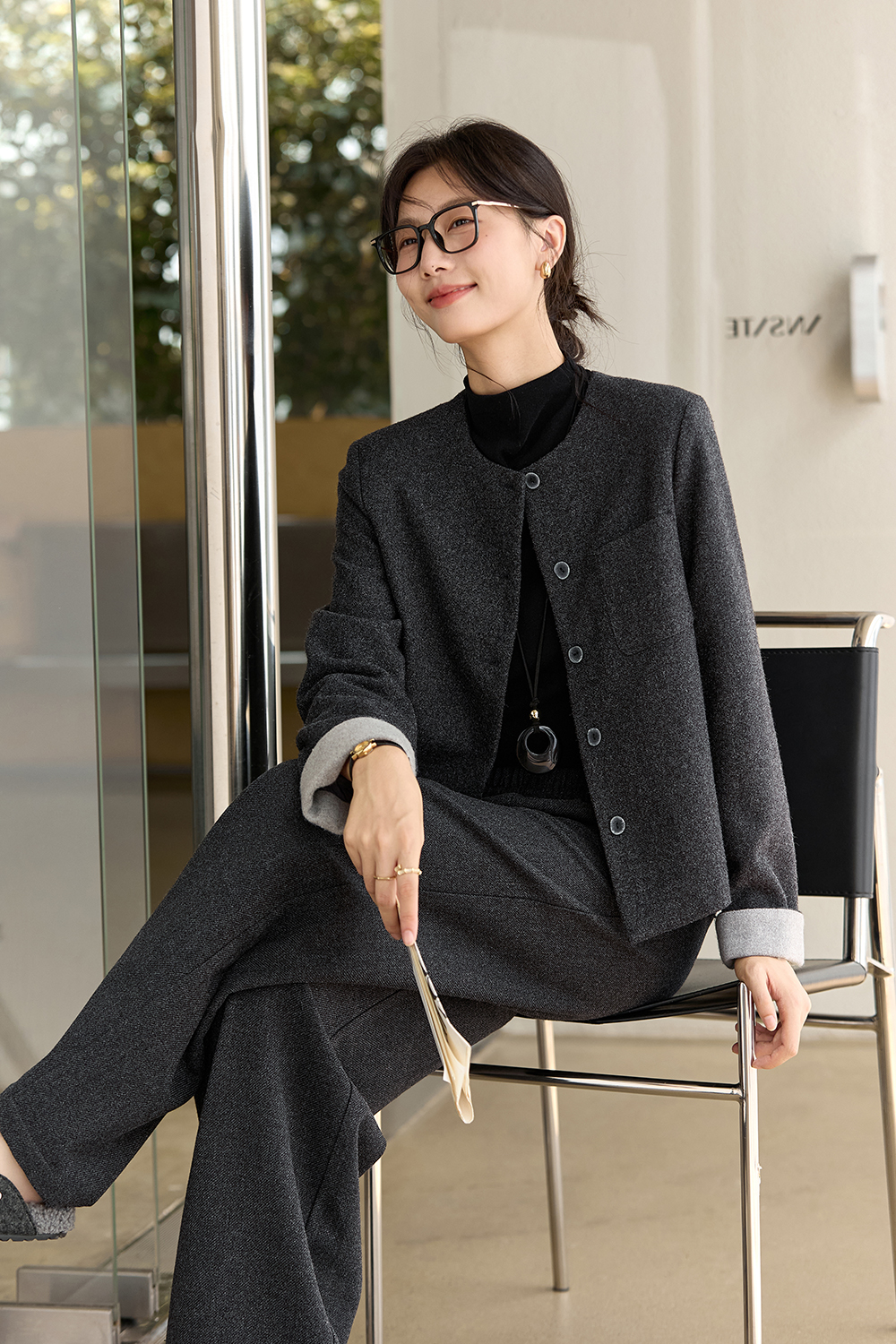 Gray Office Woolen Set