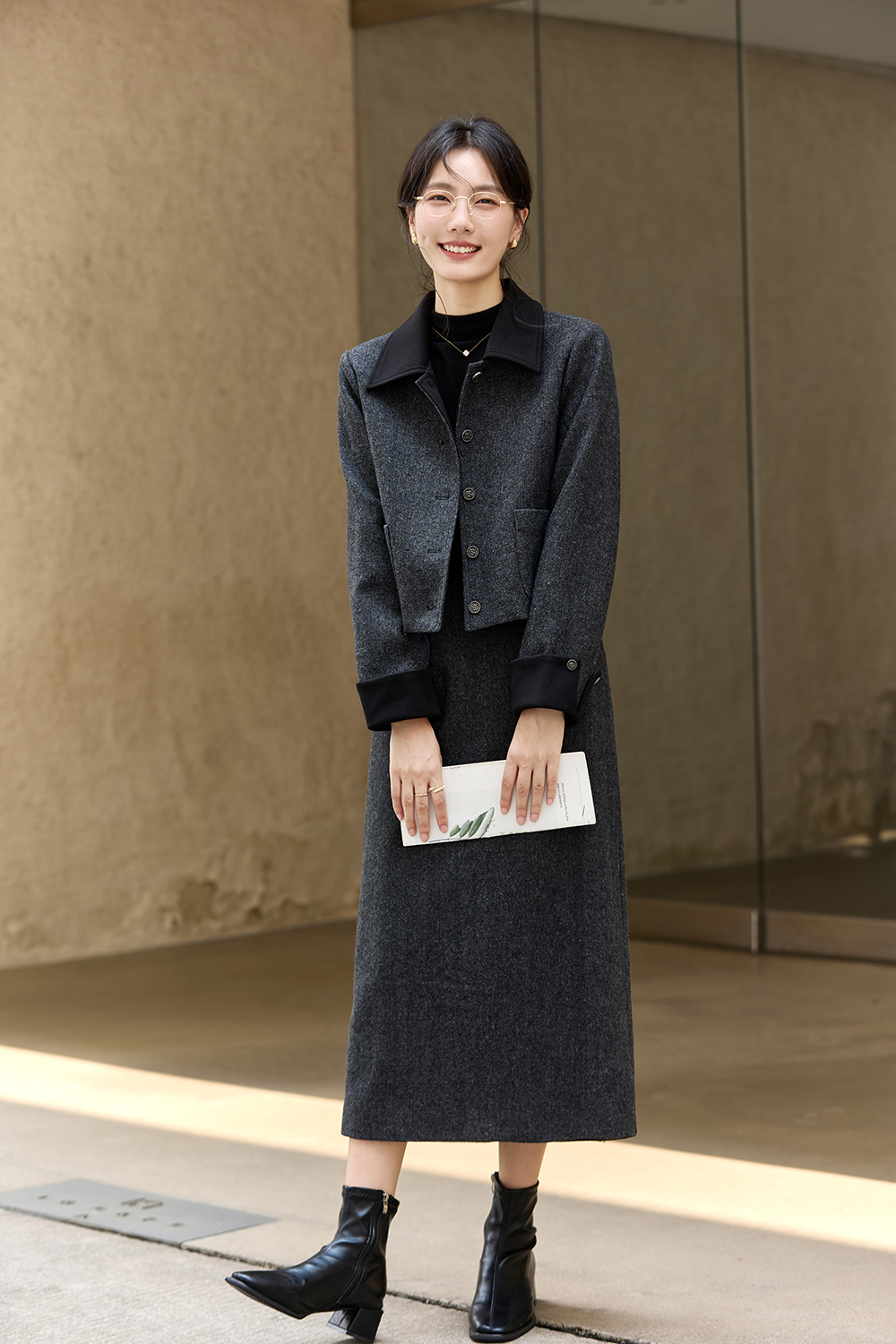 Gray Knitted & Woolen Set