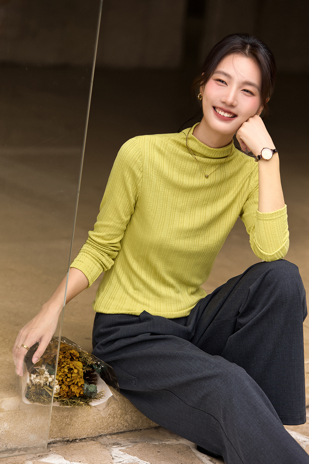 Yellow-Green Turtleneck Sweater