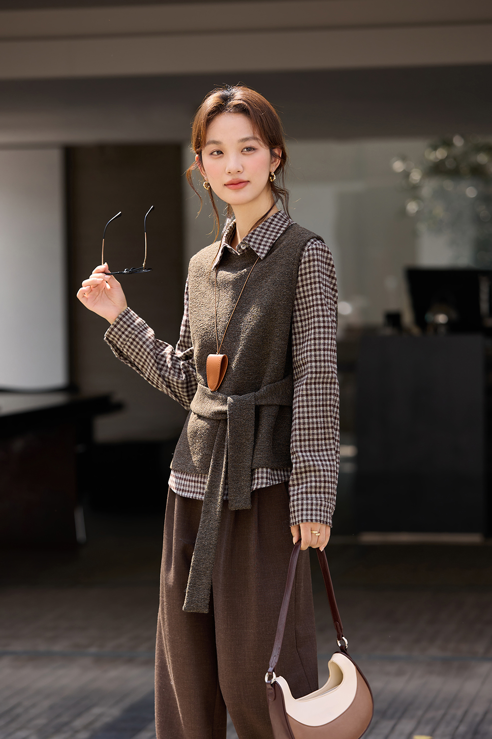 Coffee Brown Layered Wrap Set