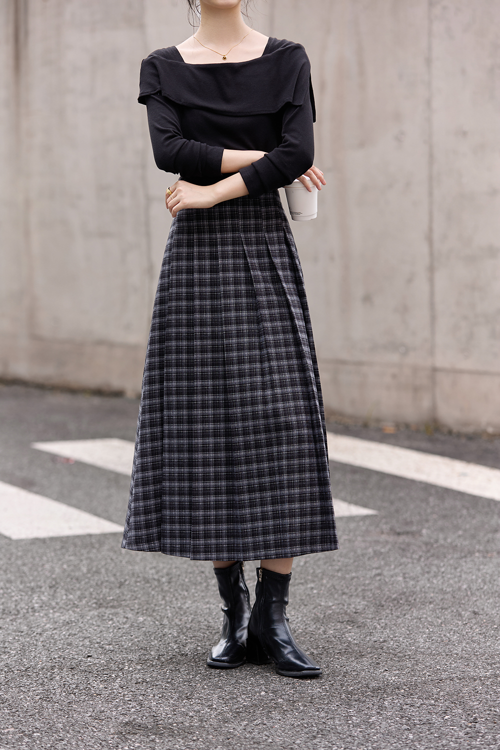 Vintage Plaid Pleated Skirt
