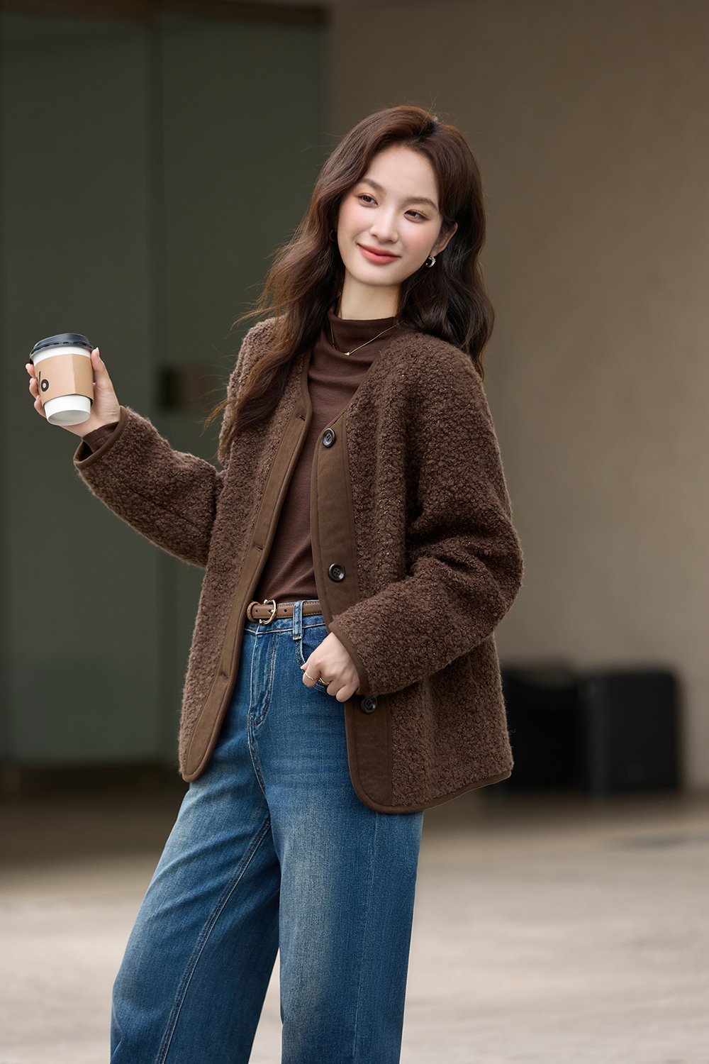 Coffee Brown Wool Blend Coat