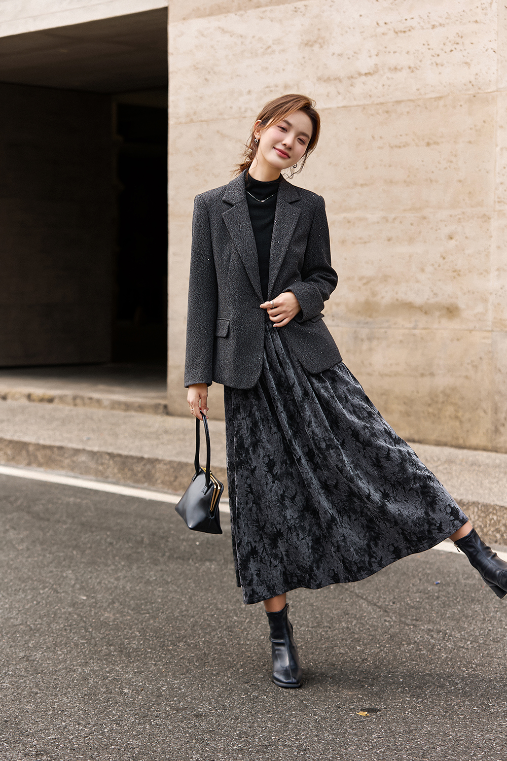 Dark grey sequin blazer