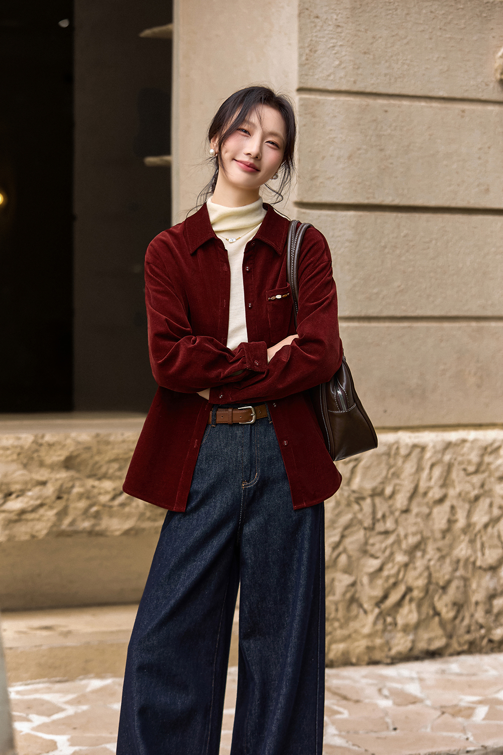 Red Patchwork Checkered Shirt