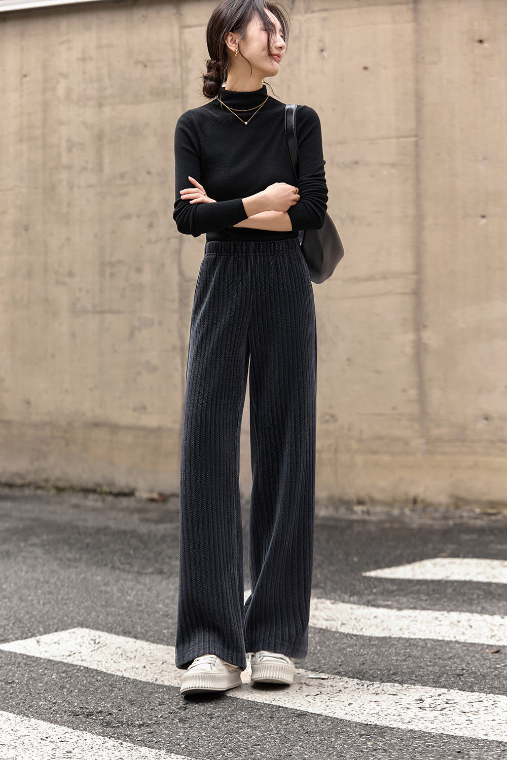 Striped Wool Casual Pants