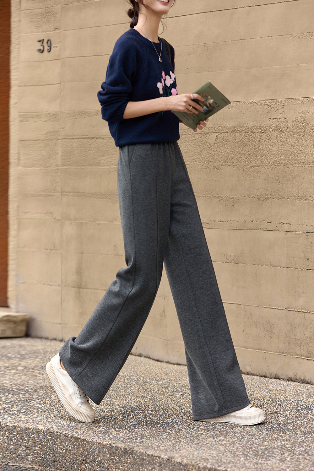 Gray Sporty Casual Pants