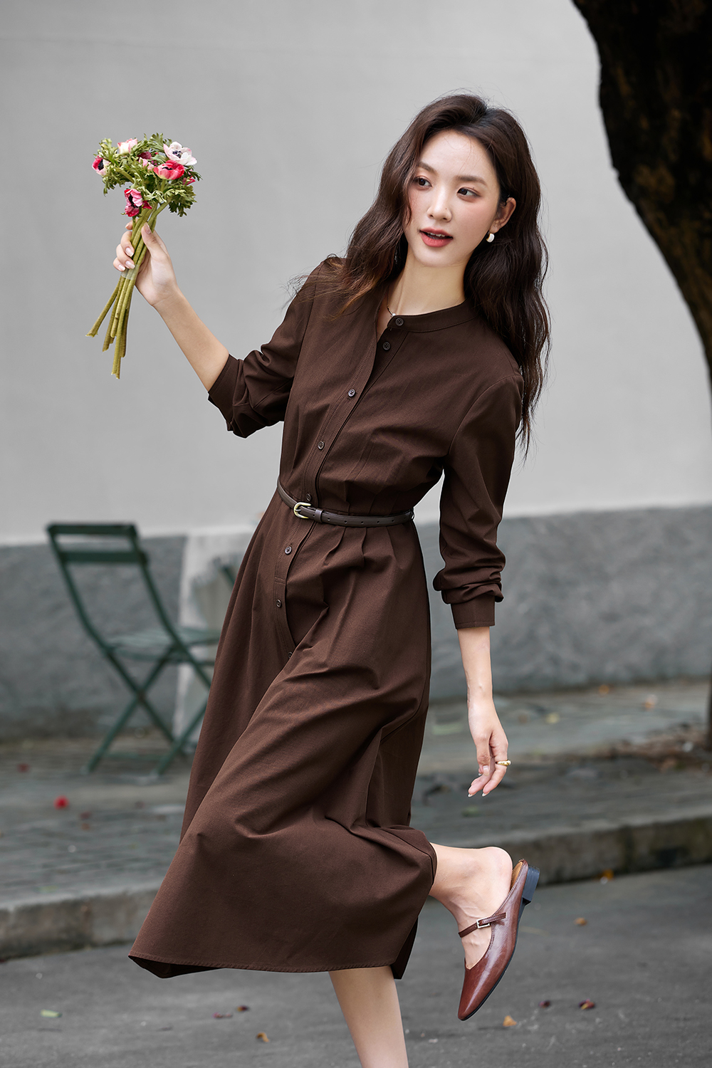 Belted Shirt Dress with Defined Waist-VIMLYSTORE