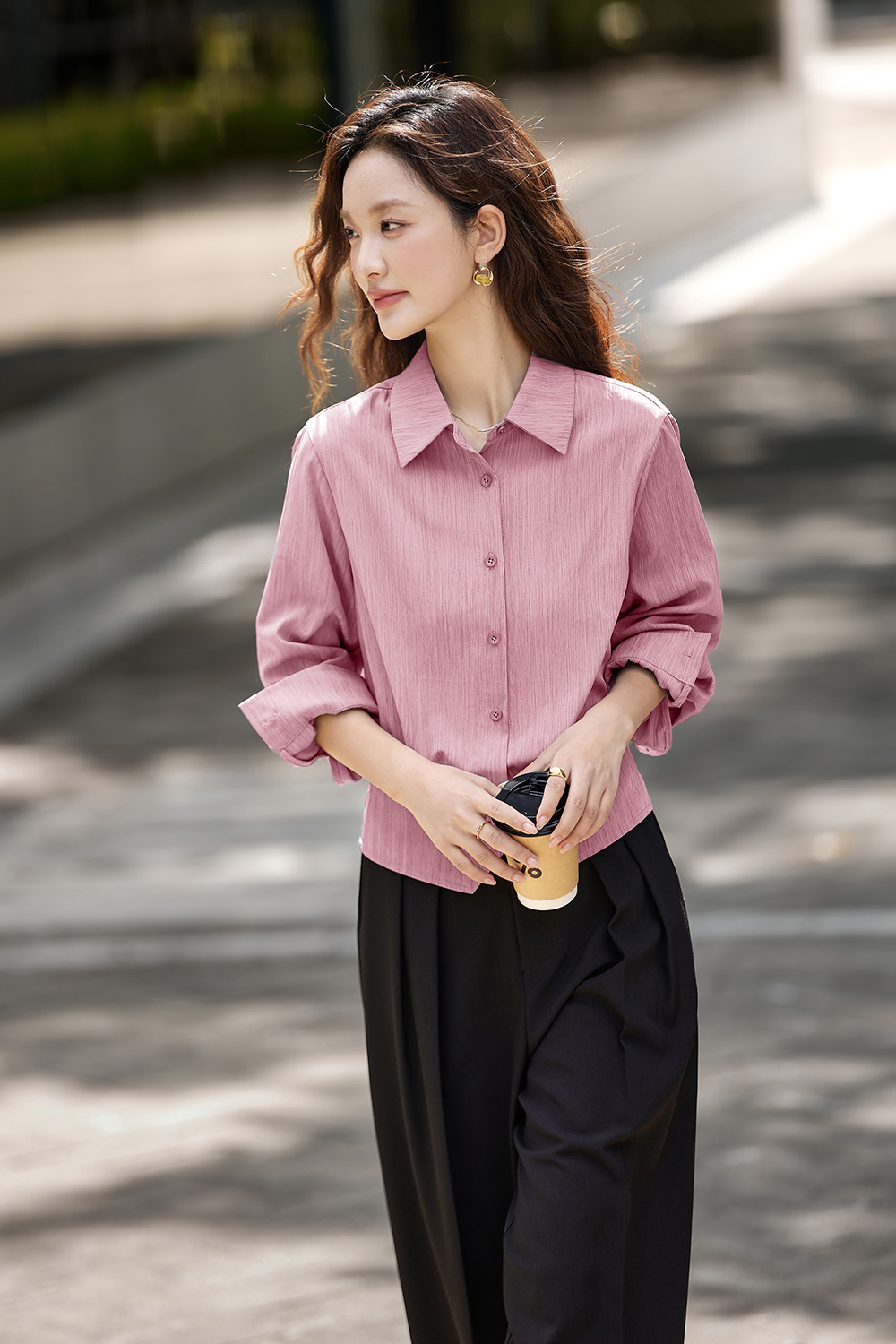 Irregular Design Elegant Striped Lapel Shirt-VIMLYSTORE